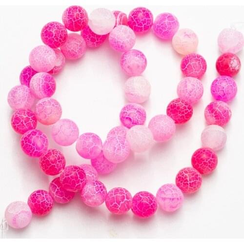 Frost Cracked Dream Fire Dragon Veins Rose Red Agates Beads Loose Natural Stone Beads for DIY Jewelry Necklace Bracelet 4-12mm