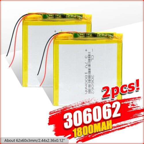 New 1800 mah 3.7V 306062 Polymer Rechargeable battery smart home MP3 speakers Li-ion battery for DVD,GPS,mp4,cell phone,speaker