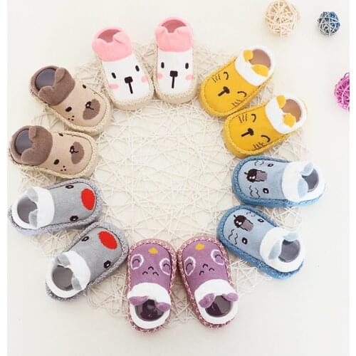 Cute Cartoon Newborn Baby Girls Boys Non Slip Socks Slipper Shoes Boots Toddlers Kid Soft Non Slip Socks Calcetines Floor Socks