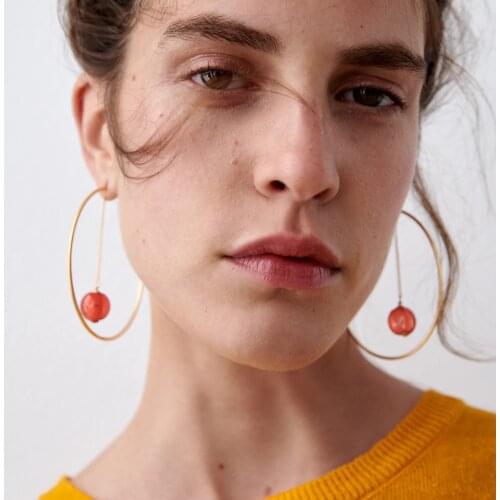 Vedawas Fashion ZA Big Circle Hoop Earrings for Women Boho Luxury Stone Stud Earrings Summer Vacation Jewelry Party Wholesale