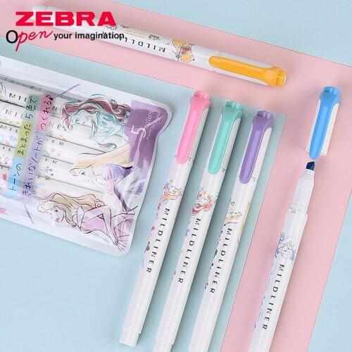5-color Set Cet Zebra New Double-headed Highlighter WKT7 Cartoon Pattern Limited Edition Multi-color Student