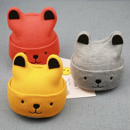 Pudcoco 2020 New Baby 3D Cartoon Hat Spring Autumn Baby Hat for Boys Girls Knitted Cap Winter Warm Solid Color Children Hat