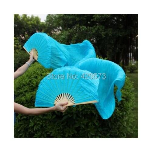 Wholesale single color 100% real silk Veils nice dyed color long silk veil Fans for belly dancing or performance