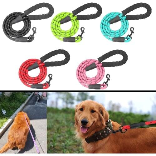 1.5CM Length For Labrador Husky Rottweiler Soft Foam Handle Pet Products Reflective Wire Dog Leads Medium Big Dog Collar Leashes