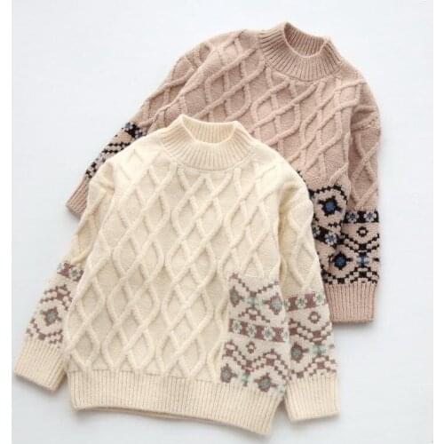 Winter Warm Boy Girl Thick Knitted O Neck Pullover Sweaters 2020 New Children Sweater Boy Clothes Long Sleeve Bottoming Knitwear