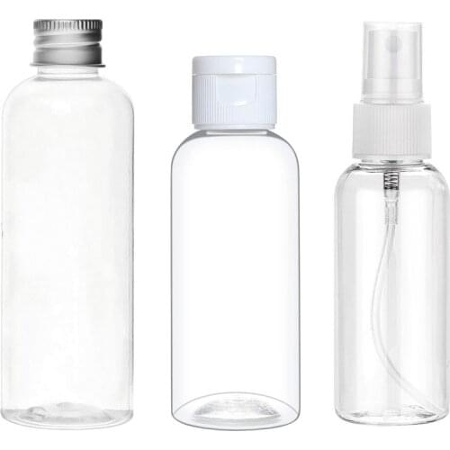 20Pcs 10/30/50/60/100ml Plastic Shampoo Vail Empty Spray Bottle Refillable Aluminum Cap Container Portable Cosmetic Lotion Cream