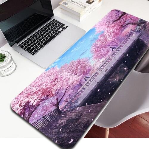 MRGLZY Pink Japanese Sakura Girl Multi-size Gaming Mouse Pad Carpet Notebook Computer Gaming Accessories Genshin Impact Desk Mat
