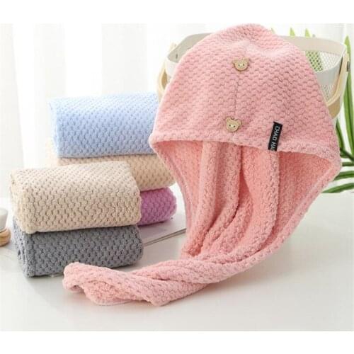 Microfiber Hair Drying Hat Bath Shower Hair Drying Turban Wrap Soft Girl Lady Women Absorption Quick Turban Hair Drying Hat 1PC