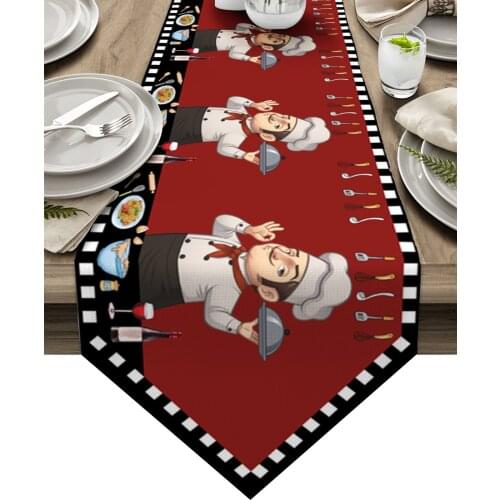 Chef Gourmet Knife And Fork Lattice Table Runner Luxury Wedding Table Decor Tablecloth Christmas Decorations For Home Tablecloth