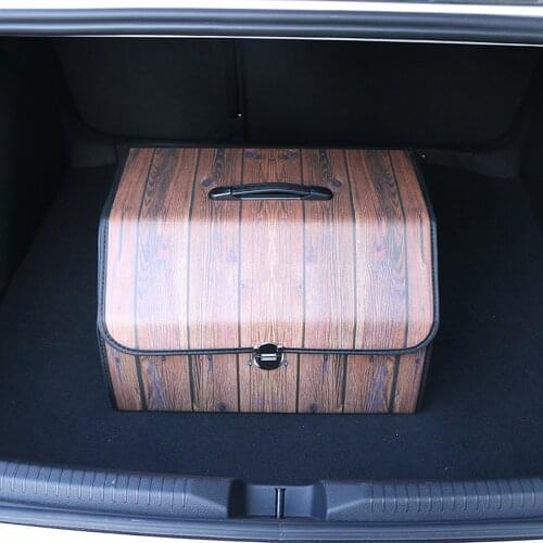 Collapsible Car Storage Box Multifunction Wood pattern High quality waterproof Organizer For Trunk customize Auto Storage Bag