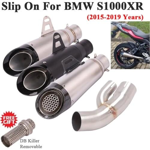 Slip On For BMW S1000XR 2015 - 2019 Motorcycle GP Exhaust System Escape Modified Tube Link Pipe Carbon Fiber Muffler DB Killer