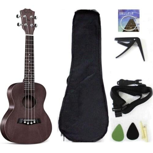 Ukulele Solid Top Mahogany With Ukulele Accessories With Gig Bag,Strap,Nylon String,Electric Tuner,Picks