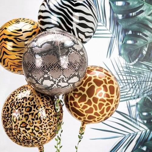 22Inch 4D Animals Striped Balloon Woodland Balloons Jungle Safari Balon Boy Girl Happy Birthday Party Decor Kids Forest Baloon