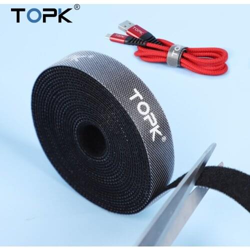 TOPK Cable Protector cable management Nylon Magic Sticker usb cable winder cord organizer For iphone Xiaomi Huawei Samsung