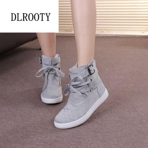 Women Ankle Martin Boots 2018 Autumn Female Casual Shoes Woman Flat Fashion Platform Round Toe Lace Up Solid Comfortable