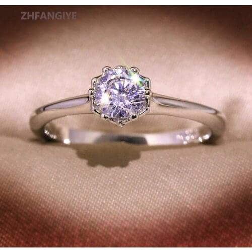 Fashion Rings 925 Silver Jewelry Round Zircon Gemstone Finger Ring for Women Wedding Engagement Promise Ornaments New Arrival
