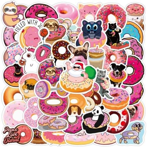 10/30/50Pcs Donut gourmet animal Graffiti Waterproof Skateboard Travel Suitcase Phone Laptop Luggage Stickers DIY Kids Girl