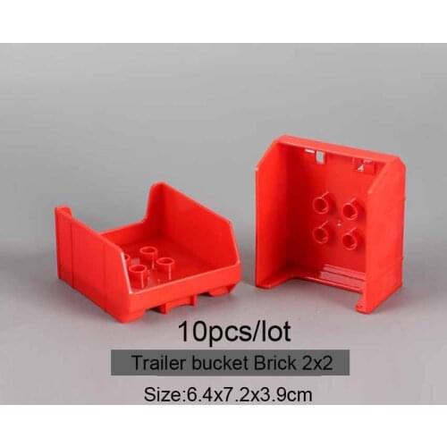 10pcs/lot Big Bricks Technic Parts Trailer bucket Brick 2x2 Building Blocks DIY Creative STEAM Children Toy Blocks Parts for Kid