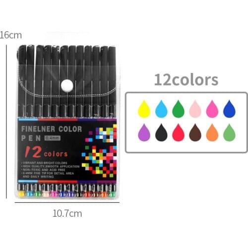 12pcs Colorful 0.38mm Neutral Marker Pen Fineliner Pens For School Office Pen Set Kawaii Ink Pen Art Supplies