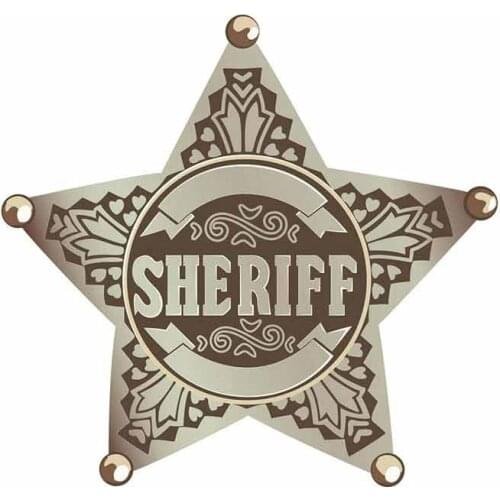 13cm x 12.6cm for Sheriff Star Car Stickers and Decals DIY Sticker Vinyl Material Waterproof Car Decals