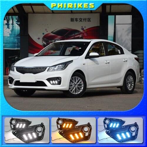 2pcs LED DRL lights Daytime Running Light Daylight yellow Signal fog lamp Styling lights For KIA K2 RIO 2016-2017