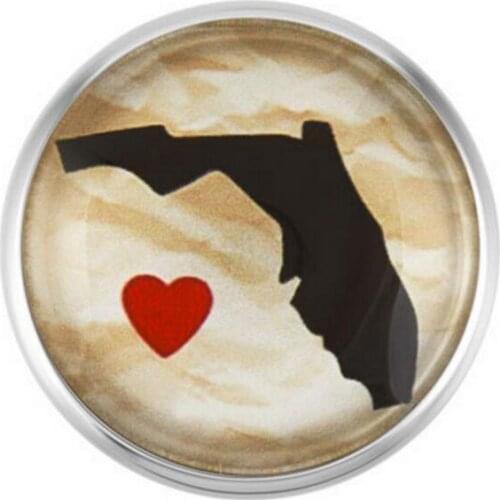 20Pcs/lot Love Florida State Snap Buttons Glass Ginger Snap Charms Fit 18mm Snap DIY Bracelets&bangles Necklace Jewelry