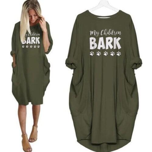 2020 Fashion T-Shirt For Women Pocket My Children Bark Print Tshirt Tops Graphic Tees Women Off The Shoulder