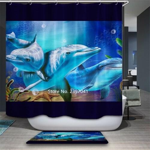 3D Digital Printing Wild Animal Tiger Elephant Euro-American Style Art Shower Curtain Waterproof and Mildew Proof Belt Hook