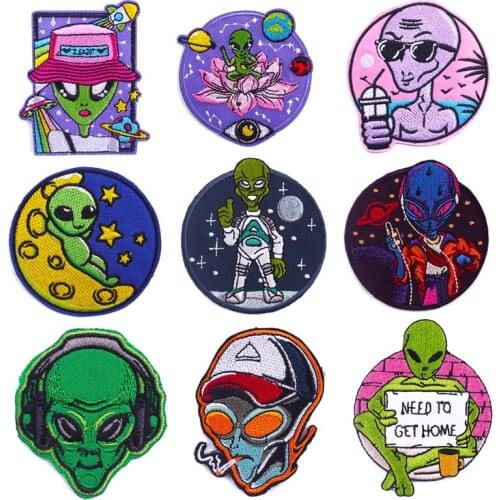 Alien/UFO Patch DIY Embroidered Patches For Clothes Stcikers On Clothes Iron On Patches For Clothing Jacket Applique Badge