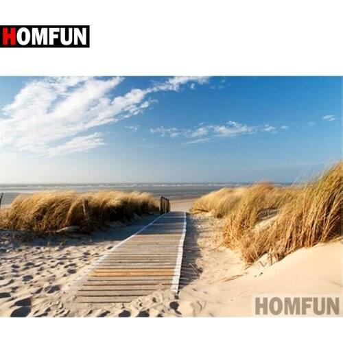 HOMFUN Full Square/Round Drill 5D DIY Diamond Painting "Seaside scenery" 3D Diamond Embroidery Cross Stitch Home Decor A18981