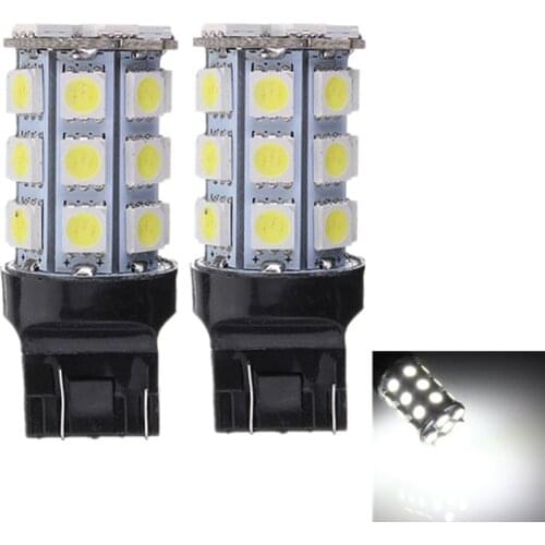 2Pcs Auto flash LED T20 W21/5W 7443 5050 27 SMD White Red W3x16q 12V Car flashing Front Tail Lamp Turn Brake DRL Fog Light