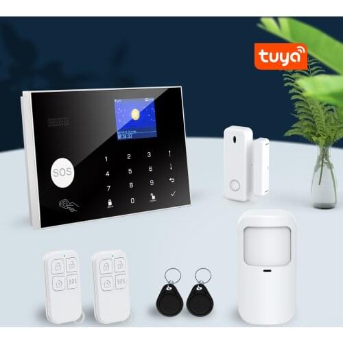 Multi-Language 2.4Inch Touch Screen Tuya Remote Control WIFI+4G Alarm System Home Security Wireless Burglar Alarm Sensor