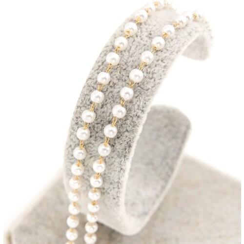 1m Stainless Steel Diy Bracelet Necklace Artificial pearl 3mm Bead gold Chains For Jewelry Findings cable Chain Supplies Making