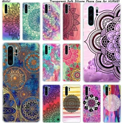 Colorful mandala Soft Silicone Phone Case for Huawei P30 P20 Pro P10 P9 P8 Lite 2017 P Smart Z Plus 2019 NOVA 3 3i Fashion Cover