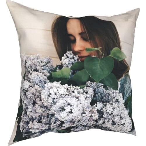 Blue hyacinth decorative cushion cover simple style 3D printing pillow cushion cover 45cm linen pillow cover culture