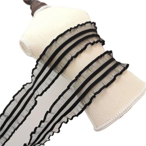 1M Elastic Black White Lace Ribbon 5cm Decoration Clothes Collar Trim Sewing Accessories Craft Supplies Fabric For Dress QY43