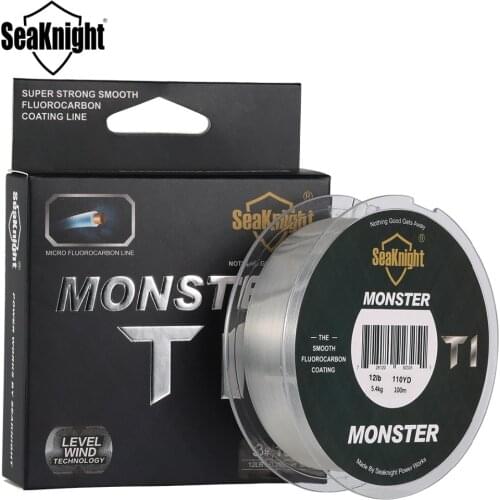 SeaKnight 2019 New Arrival T1 100M Fluorocarbon Fishing Line 100% Coating Monofilament Leader Sinking Line 0.8#-8.0
