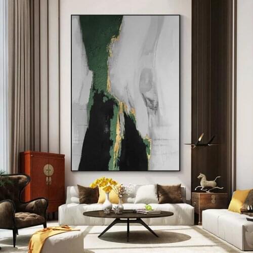 Modern Abstract Gold foil lines Green Canvas Art Paintings For Living Room Bedroom Posters And Prints Wall Poster Home Decor