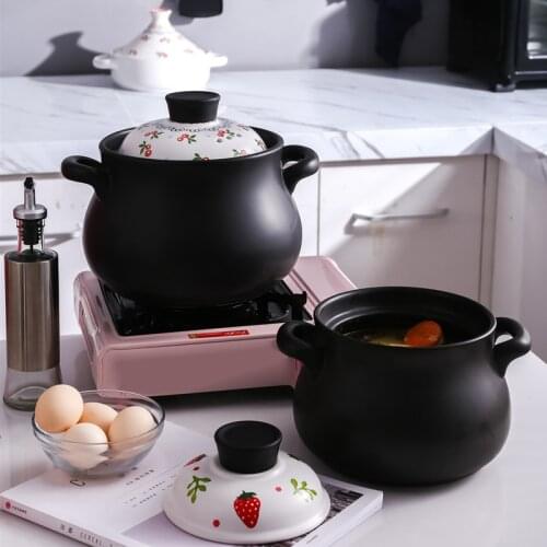 Cook Soup Casserole Saucepan Household Ceramic Pot Fire High Temperature Soup Pot Gas Stew Saucepot Strawberry Stewpot