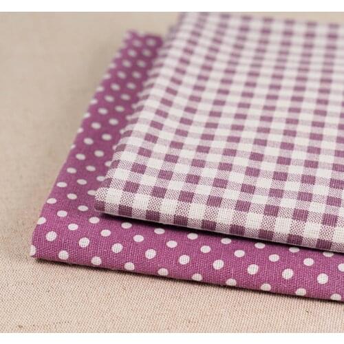 Cotton Linen Fabric Plaid Tablecloth Cloth Sofa Cover Diy Brocade Sewing By The Meter Geometric Printed Purple Dots Grid