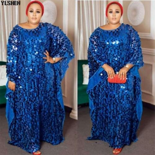 2 Piece Set African Dresses for Women Plus Size Dashiki Sequined Gown African Clothes Abaya Dubai Muslim Dress Robe Africa Dress