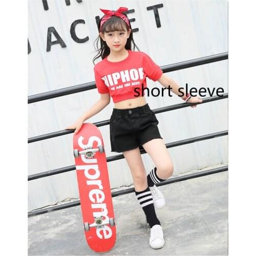 Childrem Modern Ballroom Dance Costume Girls Hip Hop Dance Costume Kids Jazz Dance Clothing Sets Rap Music Show Clothes 89