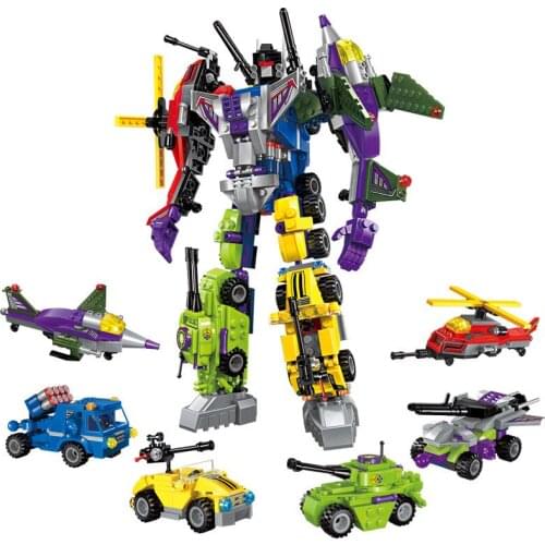 Enlighten 6 in 1 Fighter missile vehicle Helicopter tank Building Blocks Set Educational Toys Assembly Children Toys Gift