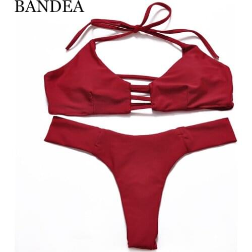BANDEA Bikini 2019 Solid Bather Swimwear Female Swimsuit Woman Swimwear Separate Swimsuit Push Up Bikini Thong Swim Suit