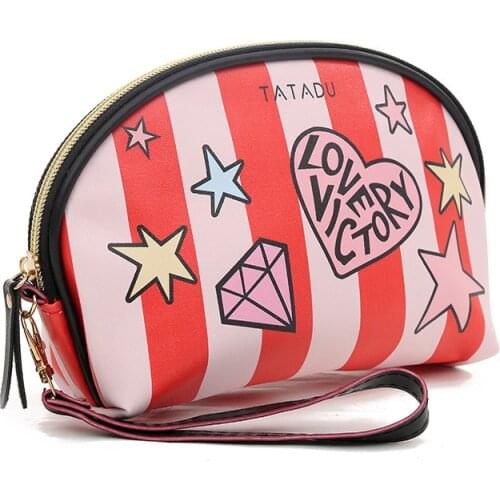PU Leather Print Fashion Women Travel Storage Bag Toiletries Organizer Shell Zipper Handbag Cosmetic Bag Portable Make Up Bags