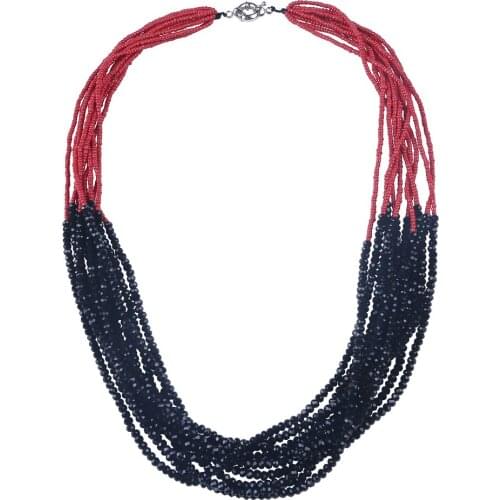 Trendy ten layers black crystal red glass bead necklace fashion jewellery for woman and party