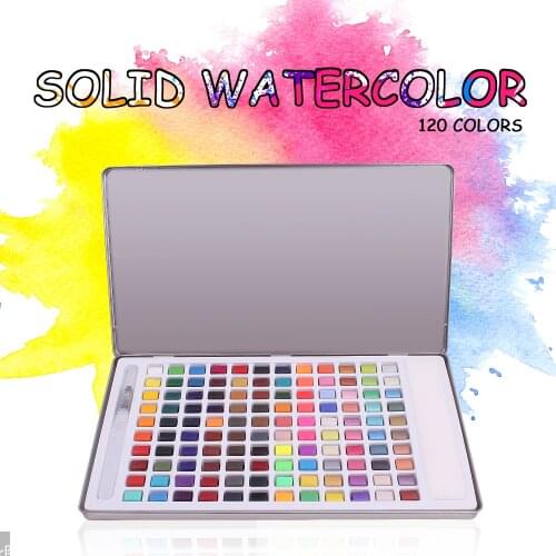 6-120 Colors Watercolor Paint Solid Watercolor Set Travel Water Color Pigment for Beginner Drawing Watercolor Paper Supplies