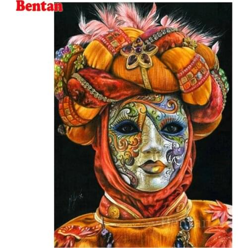 New 5D diamond painting full Square/Round woman mask diamond embroidery DIY mosaic diamond Cross Stitch 3D rhinestone decor