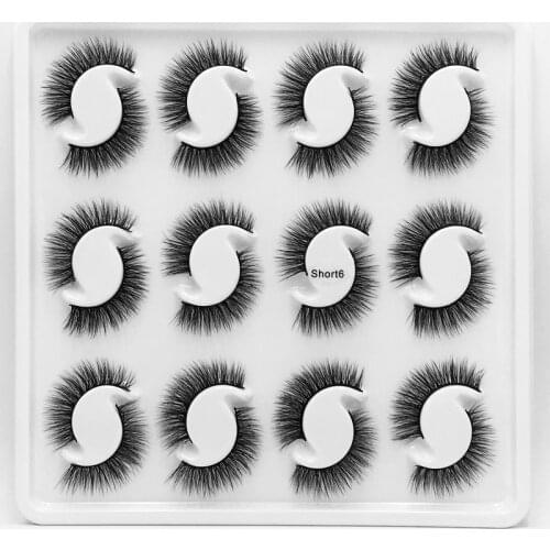 NEW 12pair Mink False Eyelashes Messy Cross Soft Cotton Stalk Natural Short Fake Eyelashes Smoke Banquet Makeup Mink Eye Lashes