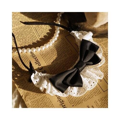 Original Design Lolita Maid Doll Headband Mid-Ancient Baby Style KC Headwear Cute Lace Bow Hair Accessories